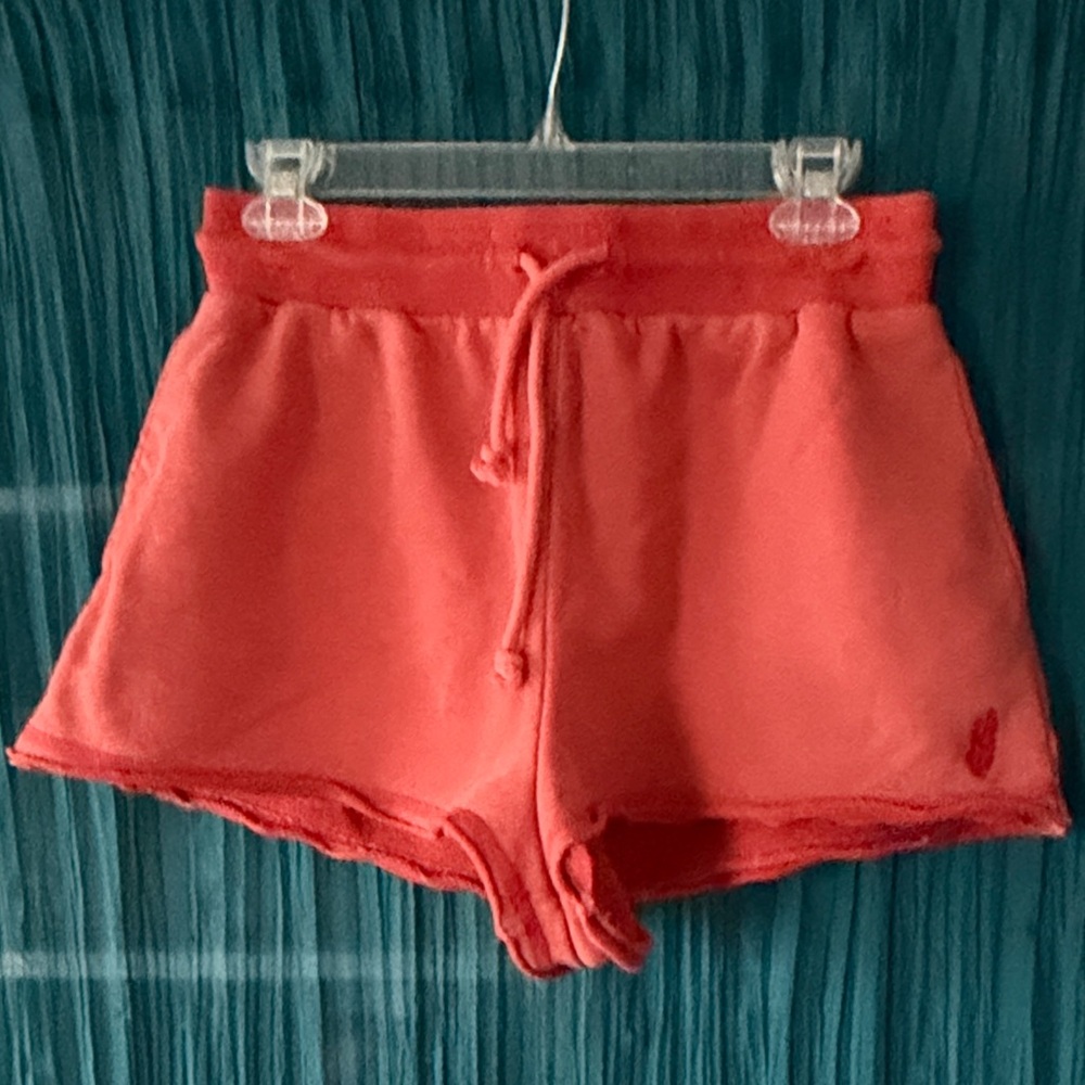 Free People Woman Coral Terry Cloth Shorts